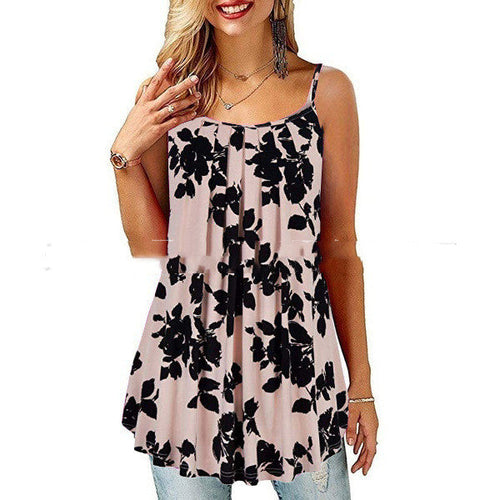 Load image into Gallery viewer, Women's Printed Pleated Wide Hem Loose Camisole
